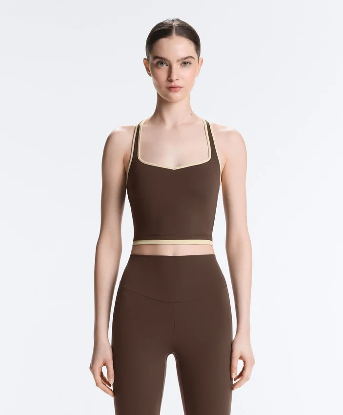 Comfortlux Contrast Crossover Back Tank Top Comfortlux Contrast Crossover Back Tank Top