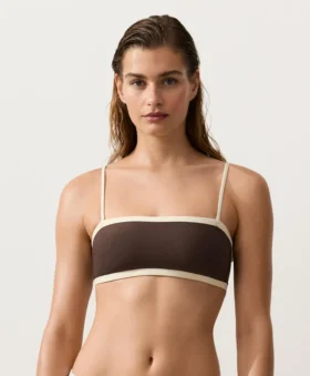 Contrast Trim Bandeau Bikini