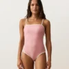 Contrast Trim Bandeau Swimsuit