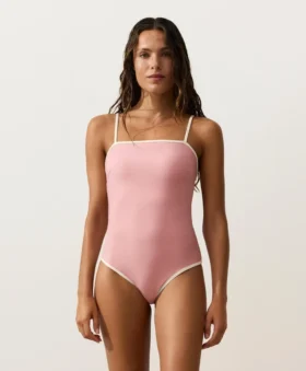 Contrast Trim Bandeau Swimsuit