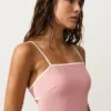 Contrast Trim Bandeau Swimsuit