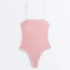 Contrast Trim Bandeau Swimsuit