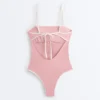 Contrast Trim Bandeau Swimsuit