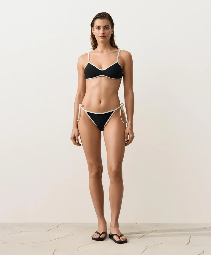 Contrast Trim Medium-Coverage Tie Bikini Briefs Contrast Trim Medium-Coverage Tie Bikini Briefs