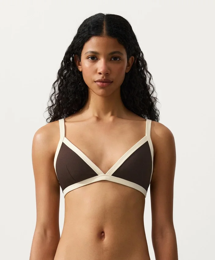 Contrast Trim Triangle Bikini Top Contrast Trim Triangle Bikini Top