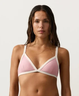 Contrast Trim Triangle Bikini Top
