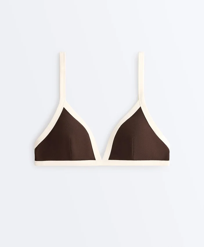 Contrast Trim Triangle Bikini Top Contrast Trim Triangle Bikini Top