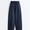 Cotton Blend Balloon Trousers
