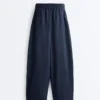 Cotton Blend Balloon Trousers