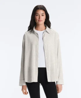 Cotton Blend Check Long Sleeve Shirt
