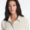 Cotton Blend Check Long Sleeve Shirt