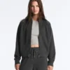 Cotton Blend Fleece High Neck Jacket