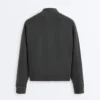 Cotton Blend Fleece High Neck Jacket