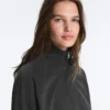 Cotton Blend Fleece High Neck Jacket