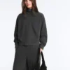 Cotton Blend Fleece High Neck Jacket