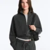 Cotton Blend Fleece High Neck Jacket