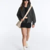 Cotton Blend Fleece High Neck Jacket