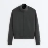 Cotton Blend Fleece High Neck Jacket