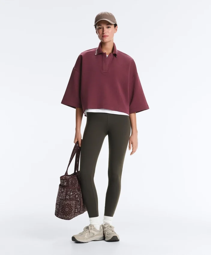 Cotton Blend Polo Sweatshirt with Wide Sleeves Cotton Blend Polo Sweatshirt with Wide Sleeves