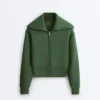 Cotton Blend Raised Neck Jacket Cotton Blend Raised Neck Jacket