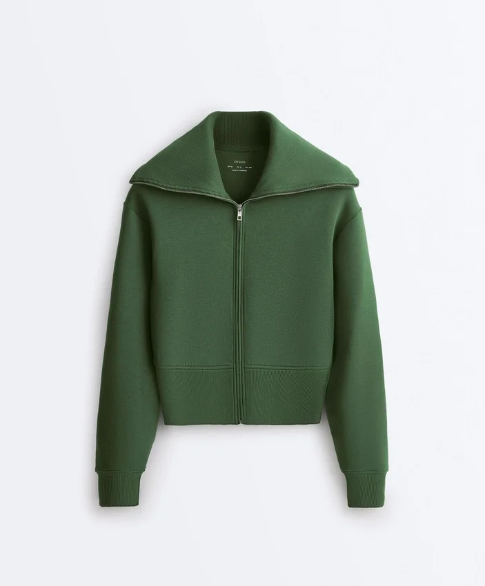 Cotton Blend Raised Neck Jacket Cotton Blend Raised Neck Jacket