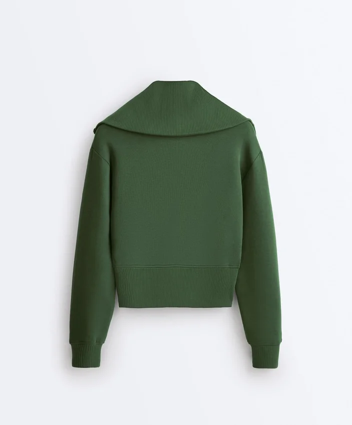 Cotton Blend Raised Neck Jacket Cotton Blend Raised Neck Jacket