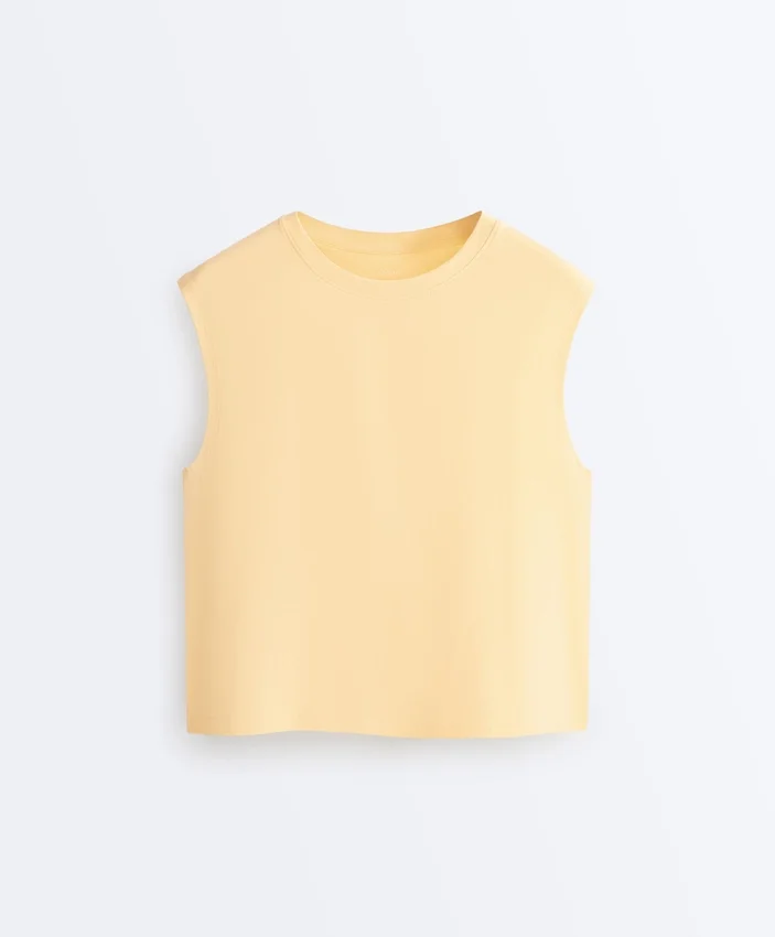 Cotton Blend Sleeveless T-Shirt Cotton Blend Sleeveless T-Shirt