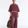 Cotton Blend Polo Sweatshirt with Wide Sleeves Cotton Blend Polo Sweatshirt with Wide Sleeves