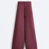Cotton Blend Straight-Leg Trousers