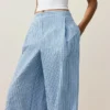 Cotton Blend Striped Straight-Leg Trousers Cotton Blend Striped Straight-Leg Trousers