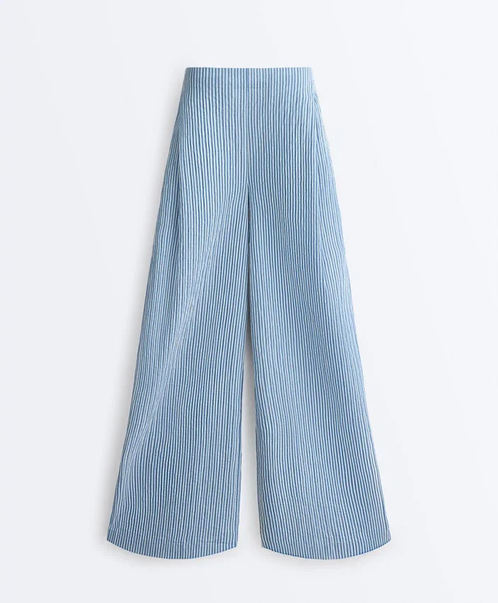 Cotton Blend Striped Straight-Leg Trousers Cotton Blend Striped Straight-Leg Trousers