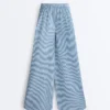 Cotton Blend Striped Straight-Leg Trousers Cotton Blend Striped Straight-Leg Trousers