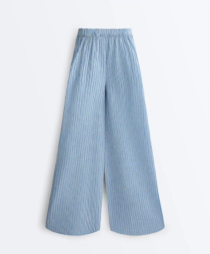 Cotton Blend Striped Straight-Leg Trousers Cotton Blend Striped Straight-Leg Trousers