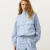 Cotton Blend Striped Track Jacket