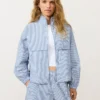 Cotton Blend Striped Track Jacket
