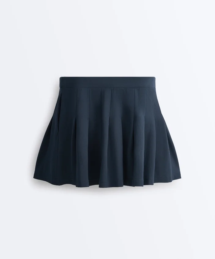 Cotton Piqué Pleated Mini Skirt Cotton Piqué Pleated Mini Skirt