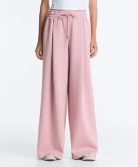 Cotton Piqué Pleated Straight-Leg Trousers