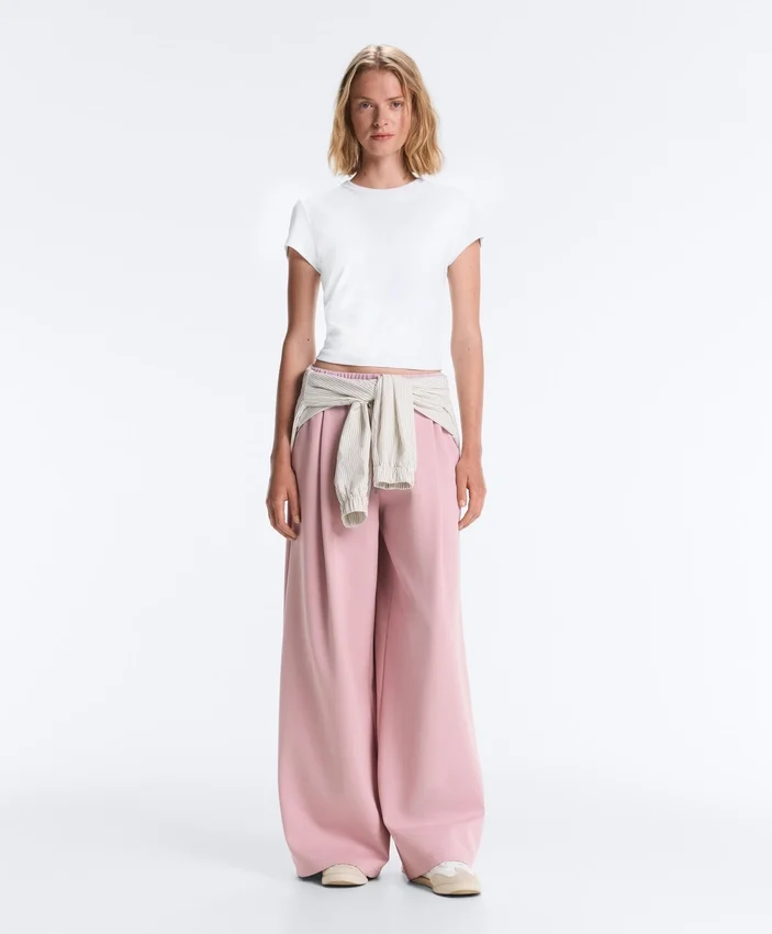 Cotton Piqué Pleated Straight-Leg Trousers Cotton Piqué Pleated Straight-Leg Trousers