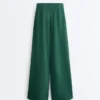 Cotton Wide-Leg Pique Trousers with Pleats Cotton Wide-Leg Pique Trousers with Pleats