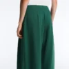Cotton Wide-Leg Pique Trousers with Pleats Cotton Wide-Leg Pique Trousers with Pleats