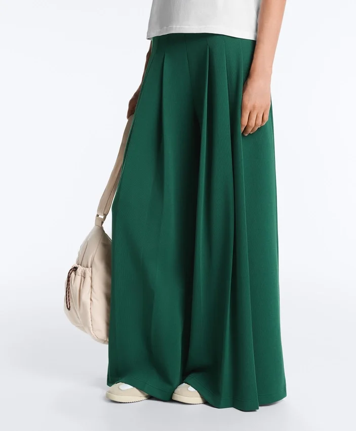 Cotton Wide-Leg Pique Trousers with Pleats Cotton Wide-Leg Pique Trousers with Pleats