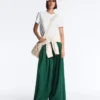 Cotton Wide-Leg Pique Trousers with Pleats Cotton Wide-Leg Pique Trousers with Pleats