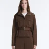 Cropped Piqué Utility Jacket with Belt Cropped Piqué Utility Jacket with Belt