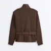 Cropped Piqué Utility Jacket with Belt Cropped Piqué Utility Jacket with Belt