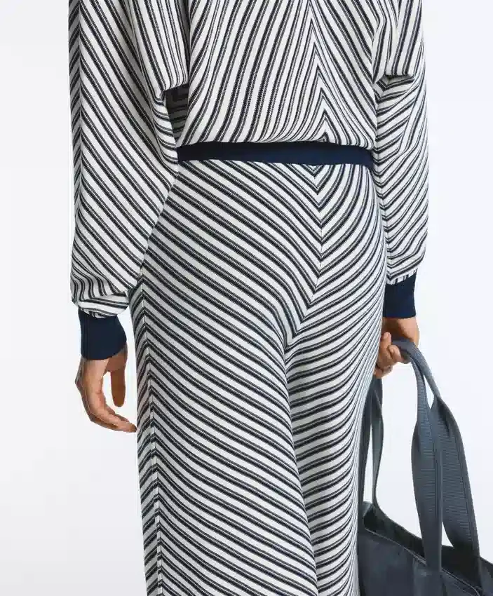 Diagonal Stripe Wide-Leg Knit Trousers Diagonal Stripe Wide-Leg Knit Trousers