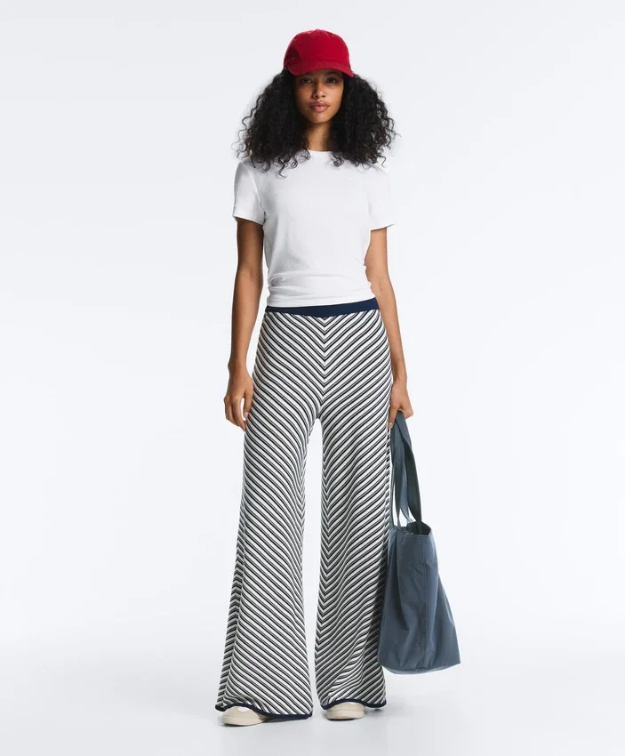 Diagonal Stripe Wide-Leg Knit Trousers Diagonal Stripe Wide-Leg Knit Trousers
