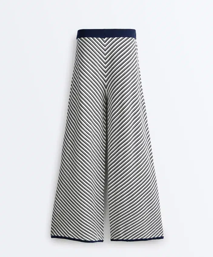 Diagonal Stripe Wide-Leg Knit Trousers Diagonal Stripe Wide-Leg Knit Trousers