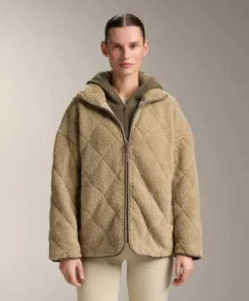 Diamond Quilted Faux-Shearling Jacket