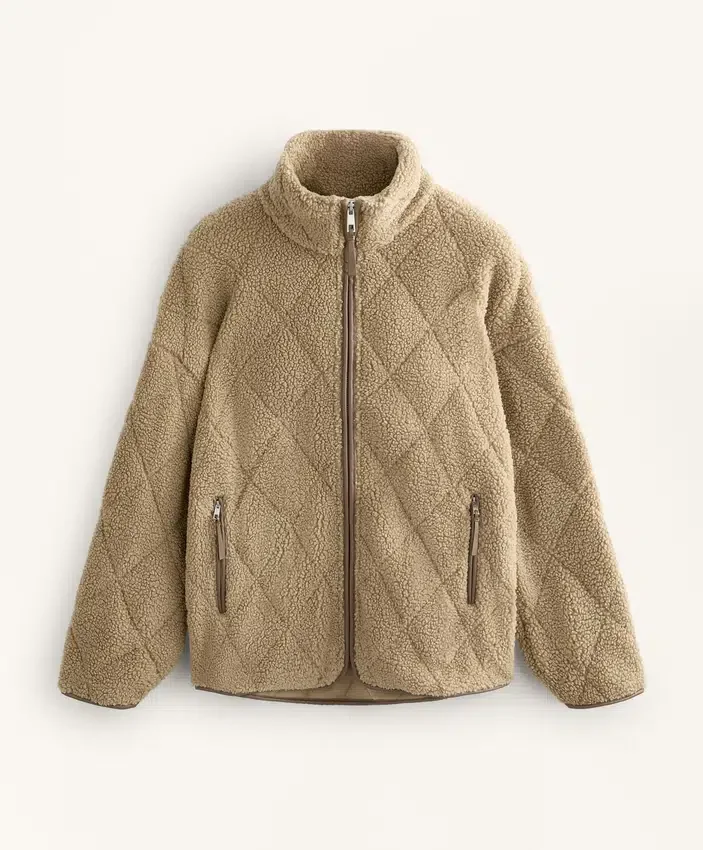 Diamond Quilted Faux-Shearling Jacket Diamond Quilted Faux-Shearling Jacket