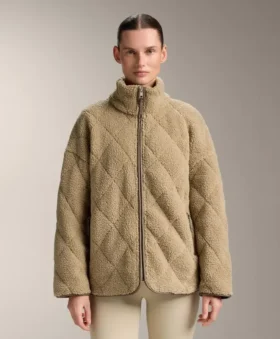 Diamond Quilted Faux-Shearling Jacket